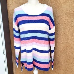 Gap Pastel striped scoop neck slouchy Chunky sweater